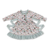 Matching Baby girls Christmas tree floral dress romper clothing