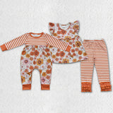 fall floral orange kids clothing