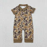 Matching Baby boys camo button long sleeve romper