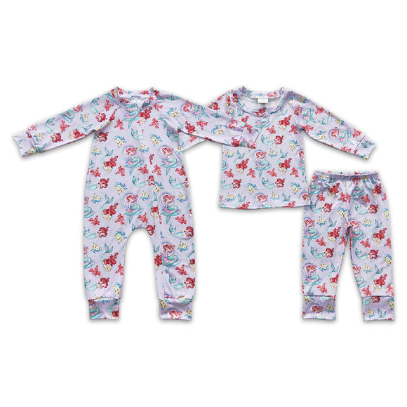 long sleeve cartoon princess  kids pajamas