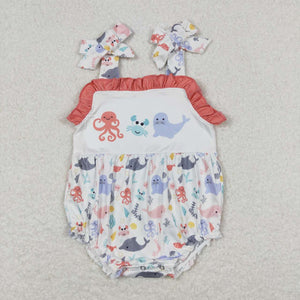 Straps crab octopus baby girls summer romper