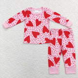 Matching Baby girls Valentine love long sleeve pajamas
