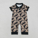 Matching Baby boys camo button long sleeve romper