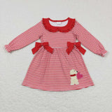 Matching Baby girls valentine red stripe love outfits long sleeves embroidery