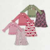 Matching Girls Valentine's long-sleeved love long sleeve zipper outfits embroidery