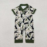 Matching Baby boys camo button long sleeve romper