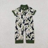 Matching Baby boys camo button long sleeve romper