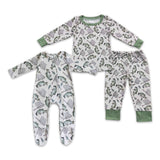 long sleeve fishing green kids pajamas