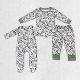 long sleeve fishing green kids pajamas