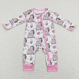Matching Baby girls Valentine teach dress romper long sleeves