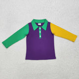 Matching Baby boys Mardi Gras button short sleeves shirt  tops