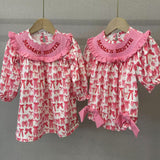 Matching smocked best besie pink bow clothing