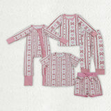 Matching Baby girls Valentine love bow pink romper pajamas