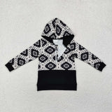 BT0907 long sleeve Western Aztec black zipper pullover