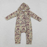 Matching Baby boys camo zipper hooded romper long sleeve