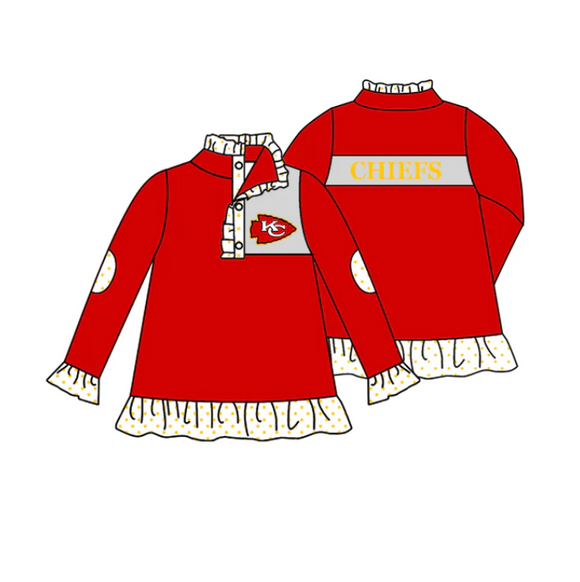 moq 3 custom style CHIEFS girls pullover