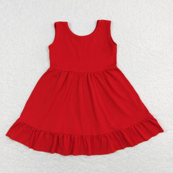 GSD0660-- milk silk red short sleeve girl dress