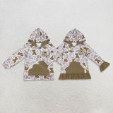Matching Baby boys girls  zip-up long-sleeved camo top pullover hooded  embroidery