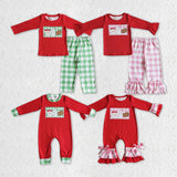 Christmas Milk biscuit plaid kids pajamas