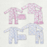 Christmas pink and blue Santa bamboo kids pajamas