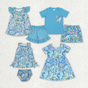 summer blue floral series clothing