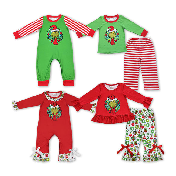 Christmas cartoon green and red  kids clothing