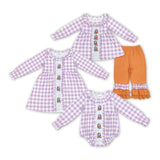 Halloween embroidery ghost plaid kids clothing