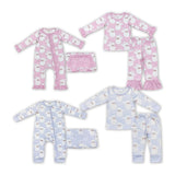 Christmas pink and blue Santa bamboo kids pajamas