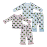 long sleeve tractor boys and girls pajamas