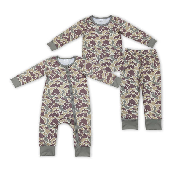 hunting  camo bamboo kids pajamas