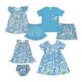 summer blue floral series clothing