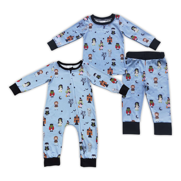 Halloween cartoon milk silk bule pajamas