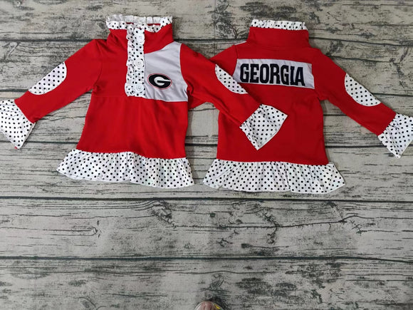 moq 3 custom style GEORGIA red girls pullover