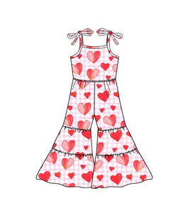 custom style moq 5 Valentine love red girls jumpsuit