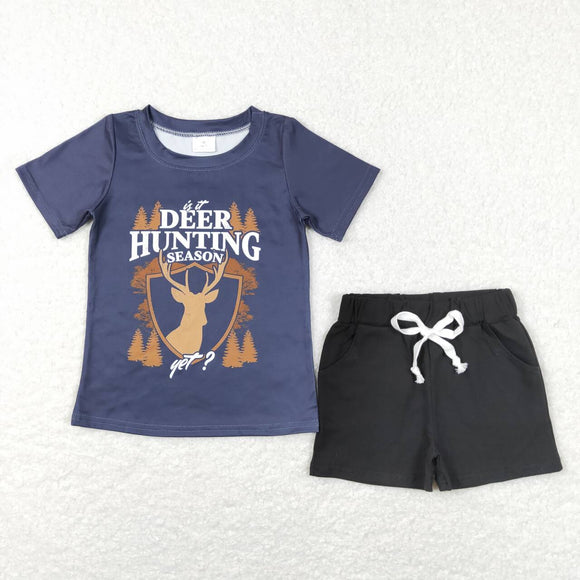 BSSO0470-- deer short sleeve shirt and shorts boy outfits