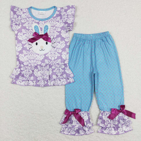 A0-1 Easter rabbit short sleeve shirts and pants girls clothing