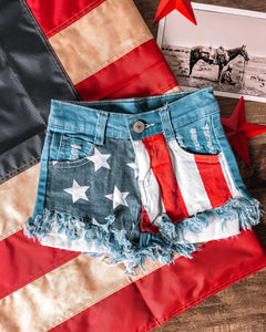 summer flag jeans short 4th of July