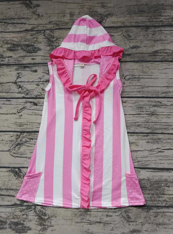 Deadline April 30 pink striped swimming coverup