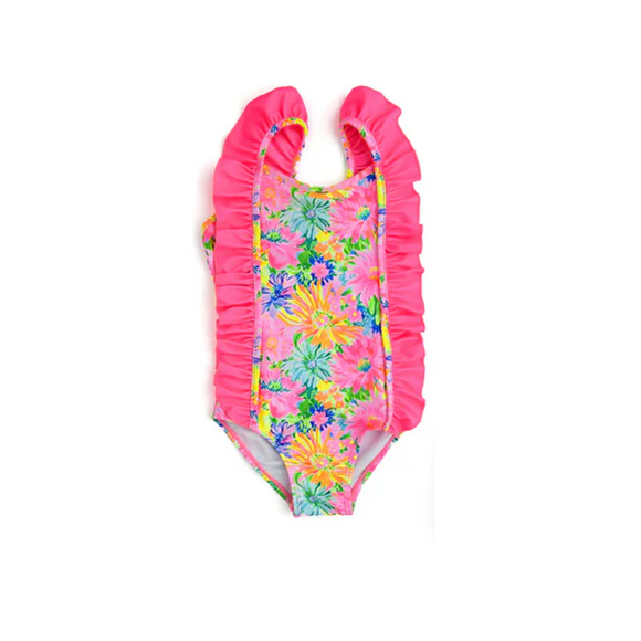 Deadline May 4 floral pink girls swimsuit