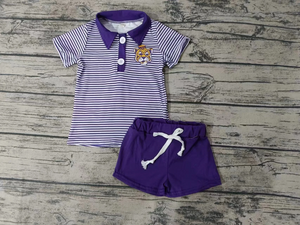 MOQ 3 custom style LSU boy outfit