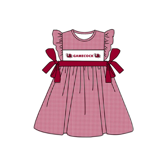 MOQ 3 summer gamecock plaid dress