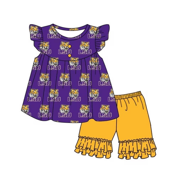 moq 3 custom style LSU purple girl outfits