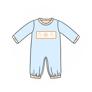 Custom style moq 3 pumpkin blue boy romper