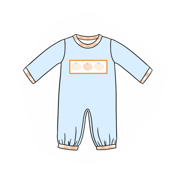 Custom style moq 3 pumpkin blue boy romper