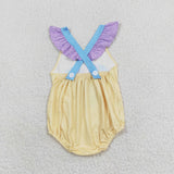 Flutter sleeves yellow mouse bow baby girls romper