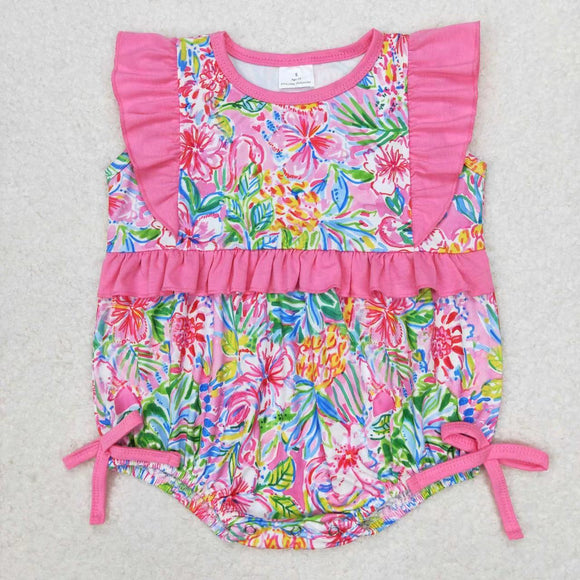 Flutter sleeves pineapple bow baby girls romper