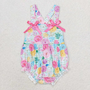 Straps stripe floral baby girls spring summer romper