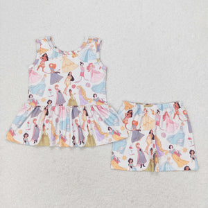 Sleeveless princess peplum shorts kids girls clothes
