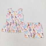 Sleeveless princess peplum shorts kids girls clothes