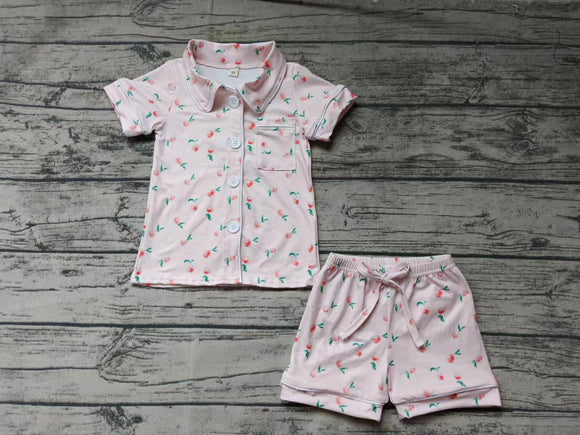 custom style moq 3 pink girls button down pajamas